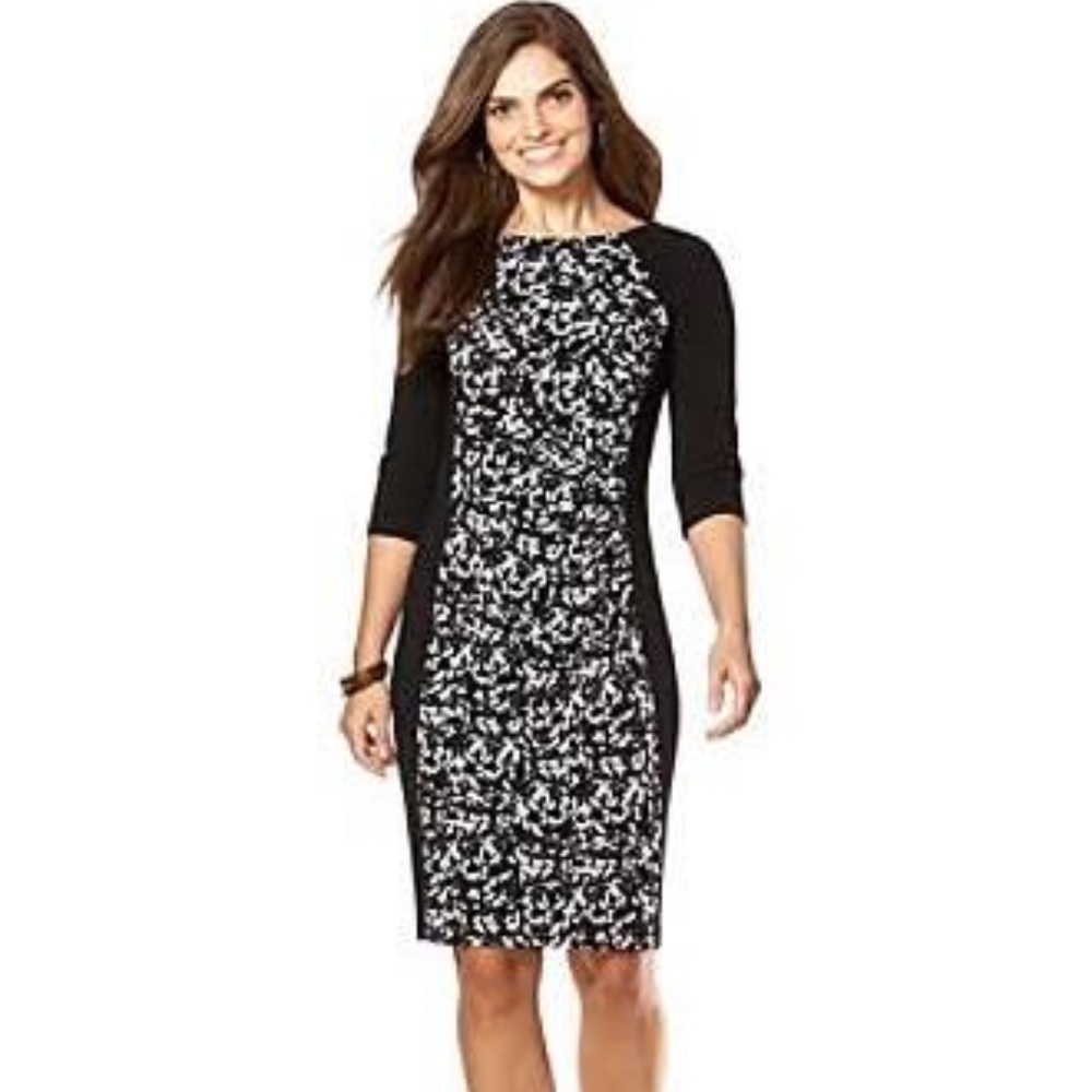 NWT Chaps Black and White Bodycon Sweater Dress